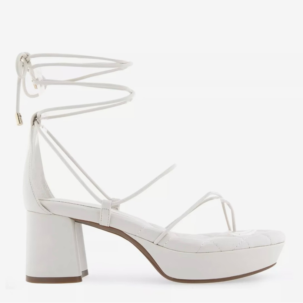 Elegant White Strappy Block Heel Sandals
